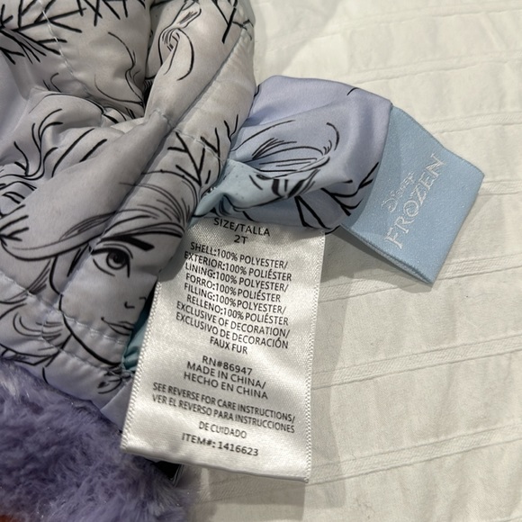 Disney Girls Puffer/Faux Fur Hooded Reversible Jacket. - Picture 8 of 14